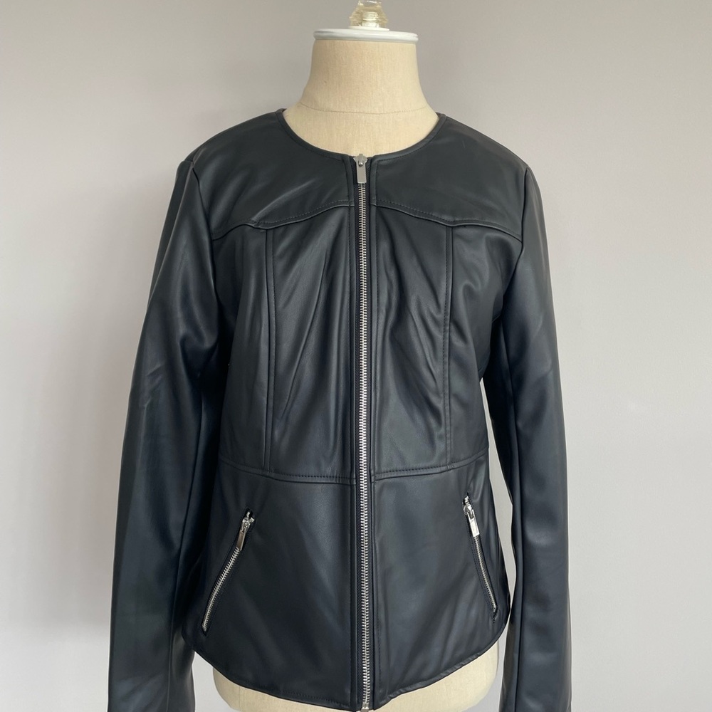 Tahari Black Women's Faux Leather Jacket